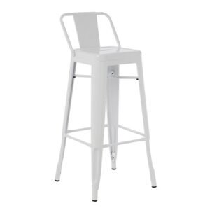 White Bar Stool With Backrest